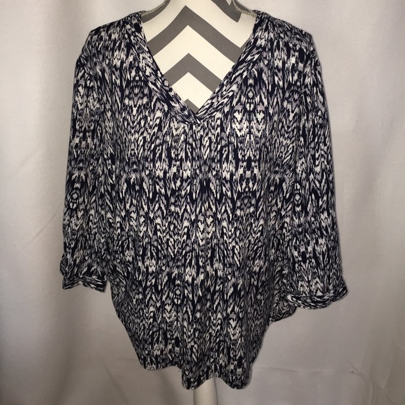 Soiree Tops - Soiree Blue and White Blouse